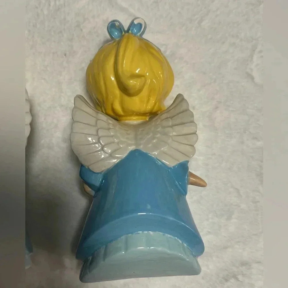 Vintage Kissing Christmas Angels Boy & Girl Set 1979 Handpainted Kitsch Unique - Picture 8 of 16